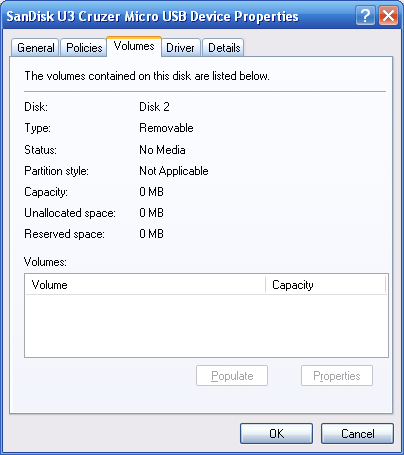 usb drive unallocated space