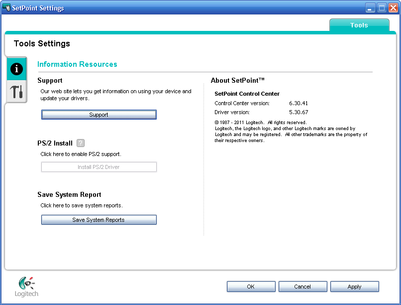 setpoint settings greyedout for mouse eacceleration logitech