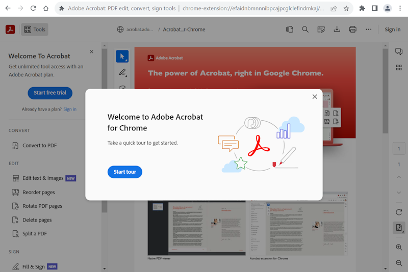 Welcome to Adobe Acrobat for Chrome